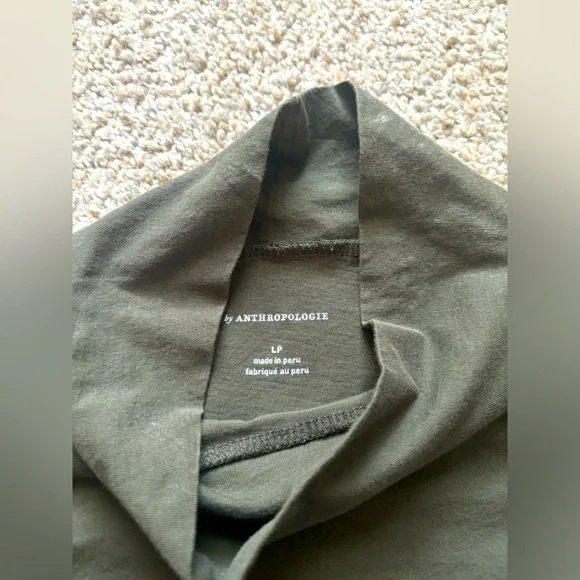 By Anthropologie Long Sleeve Gauzy Turtleneck Color Moss Size Large Petite - Picture 2 of 4